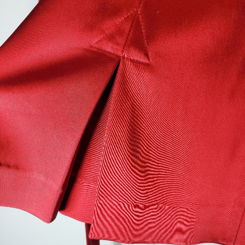 Cach Sliky Short Button Front Red Trench Coat Siz… - image 5